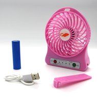 Happy-top&reg; 4-inch Vanes 3 Speeds Mini Hand Held Portable USB Fan with 18650 Rechargeable Battery and USB Cable... N24