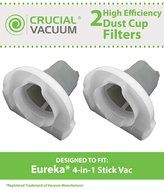 2 Eureka Stick Vac Dust Cup Filters, Part # 60796, Designed &amp; Engineered by Crucial Vacuum N2