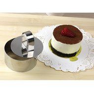 FUBARBAR Mini Cake Cutter Mold Decorating Pastry Ring with Pusher 3 X 2 Inch Stainless Steel Assorted Shape(Round)