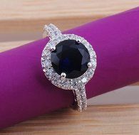 Noble Jewelry Fashion 925 silver blue Sapphire wedding rings for women SZ6-10 (7) N2