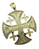 Jerusalem Quality Gold Plated Cross Swarovski Black White Crystals Handmade 1.8" N2