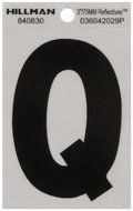 The Hillman Group 840830 3-Inch Letter Q Reflective Square-Cut Mylar, Black on Silver by The Hillman Group