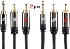 Sinseader 6.6ft 3.5mm to 2RCA Audio Auxiliary Stereo Y Splitter Cable Male to Male input amplifier or receiver... N5
