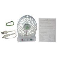 Xboard 3 Speeds Rechargeable Mini USB Fan Portable Desktop Fan with LED Light - White N5