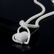 New Fashion 925 Sterling Silver Charm Heart Pendant Beautiful women Necklace box N6