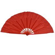 2 Pcs Red Plastic Ribs Fabric Folding Belly Dance Mulan Fan 24"