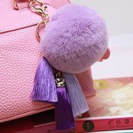 Spritech(TM) Cute Fashion Car Bag Key Chain Accessary Rabbit Fur Plush Key Ring Tassels Pendant for Handbag Knapsack... N8