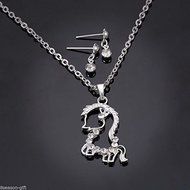 GIFT 1PC New Fashion Jewelry Rhinestone Horse Pendant Errings Necklace Suit N3