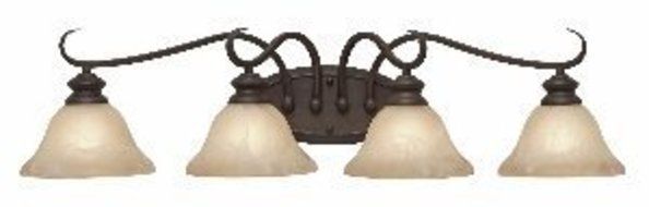 Golden Lighting 6005-BA4 RBZ Lancaster Four Light Vanity, Rubbed Bronze Finish by Golden Lighting