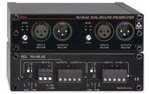 RDL RU-MLA2T MicLine Preamplifier Dual Channel with Studio Quality Audio Output Transformer - Power Supply Included