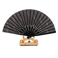 Unisex Hollow Rib Hand Fan Japanese Folding Fan Pocket Fan Grey N3
