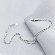 New Silver Plated Heart Love Bracelet Silver Chain Lady Women Jewelry Gift 1PC N8