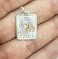 Virgin Mary Of Jerusalem With Baby Jesus Silver 925 Pendant Jerusalem Amulet N3