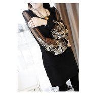 Spritech(TM) Fashion Women's Scoop Neck Long Vintage Puff Sleeve Slim Retro Dress White XXL N11