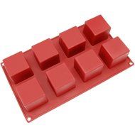 Freshware SL-133RD 8-Cavity Square Silicone Mold for Soap, Bread, Loaf, Muffin, Brownie, Cornbread, Cheesecake... N3