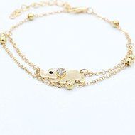 Fashion Women Charm Rhinestone Gold Elephant Chain Bracelet Jewelry Gift New N6