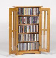 Leslie Dame M-190W Wall Mounted Mission Style Media Storage Cabinet, Walnut N2