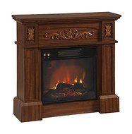 Electric Fireplace Heater Etched Wood Walnut Flame Option Adjustable Imported N2