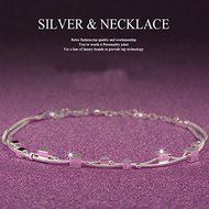 New Women Fashion 925 Sterling Silver Crystal Cuff Charm Chain Bracelet Jewelry N4
