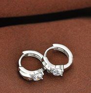 New Women Lady 925 Sterling Silver Crystal Rhinestone Ear Stud Dangle Earrings N6