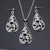 GIFT 1PC Fashion Women Jewelry Rhinestone Drop Pendant Errings Necklace Suit N5