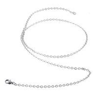 1PC Fashion Stainless Steel Pearl Link Chain Polishing Necklace 50.5cm