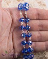 Catholic Blue 10mm Crystal Beads Rosary Holy Soil Medal &amp; Silver Crucifix N2