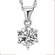 New Fashion Womens 925 Sterling Silver Zircon Crystal Necklace Pendants Jewelry N2