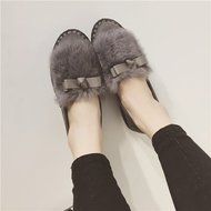 Spritech(TM) Women's Winter Flat Fur Warm Cute Bowknot Ankle Shoes with Beaver Rabbit Fur Hair Trim Leopard N5