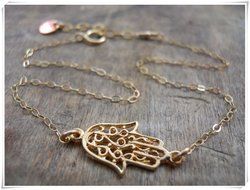 Hamsa Anklet, Layering Anklet, Gold Filled Hamsa Anklet, Dainty Gold Anklet