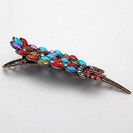 Vintage Girls Women Crystal Rhinestone Peacock Hair Barrette Clip Hairpin 1pcs N2