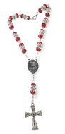 Car Rearview Mirror Rosary Red Crystal Beads and Zircons With Cross Jerusalem N2