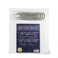 Shower Curtain Hooks and Shower Liner - 72&quot; x 72&quot; 4 Gauge PEVA Shower Curtain Liner with Metal Grommets, Mildew-Free... N3