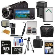 Sony Handycam HDR-CX405 1080p HD Video Camera Camcorder with 64GB Card + Battery &amp; Charger + Case + LED Light...