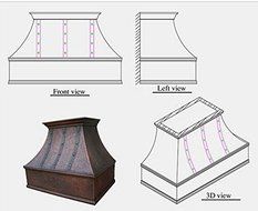 MCM3 Wall Mounted Copper Range Hood 36" L x 24" W (front to back) x 30"H N2