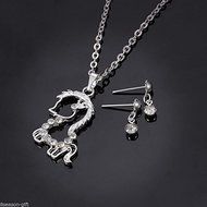 GIFT 1PC New Fashion Jewelry Rhinestone Horse Pendant Errings Necklace Suit N4