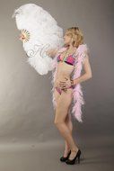 Hot-fans Marabou and Ostrich Feather Fan 24"x 43" ,White