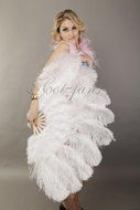 Hot-fans Marabou and Ostrich Feather Fan 24"x 43" ,White N2