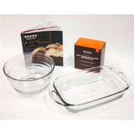 Baked By Fire King 4 Piece Baking Set with Premium Brownie Mix N2