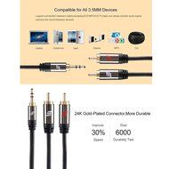 Sinseader 6.6ft 3.5mm to 2RCA Audio Auxiliary Stereo Y Splitter Cable Male to Male input amplifier or receiver... N8