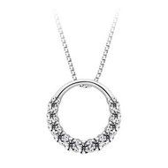 Charming Women 925 Silver Rhinestone Crystal Necklace Round Circle Pendant N3
