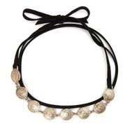 Fashion Jewelry Ribbon Gold Pendant Women Choker Chunky Bib Statement Necklace N3