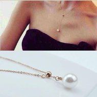 Nice Women Gold Chain Pearl Charm Pendant Collar Chunky Choker Bib Necklace Gift N4
