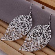 925 Silver Filled Earrings Leaves Ear Drop Women's Fashion Jewelry Gift