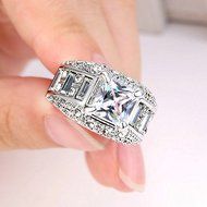 Lady/Women's Silver 10kt W-Gold Filled White Sapphire Wedding Ring Gift size 9