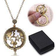 GRANDMA Gift Vintage Gold Magnifying Glass Round Pendant Sweater Chain Necklace N4