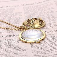 GRANDMA Gift Vintage Gold Magnifying Glass Round Pendant Sweater Chain Necklace N5