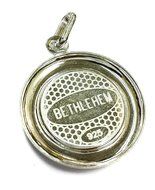 Round Virgin Mary and Baby Jesus Pendant Silver 925 Bethlehem Amulet Holy Land N2