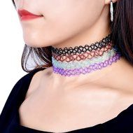 FENICAL Choker Necklace Stretch Gothic Tattoo Henna Elastic Choker Necklace Set 12-Pack N3