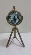 NAUTICAL MARITIME ~ ANTIQUE BRASS CLOCK WITH TRIPOD FINISH DESKTOP ~ TABLE CLOCK DECOR N3